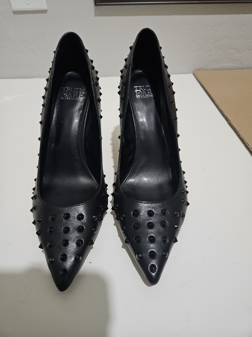 Studded Black Pointed-Toe Pumps